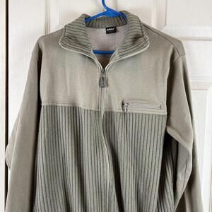 Athlet Classic Mens Sweater Jacket Size XL German 54 Zipper Long Sleeve Olive